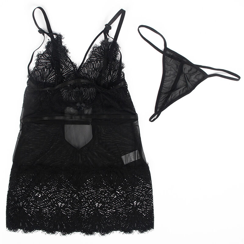 SUBBLIME - BABYDOLL WITH ADJUSTABLE LACE STRAPS BLACK L/XL - Image 6