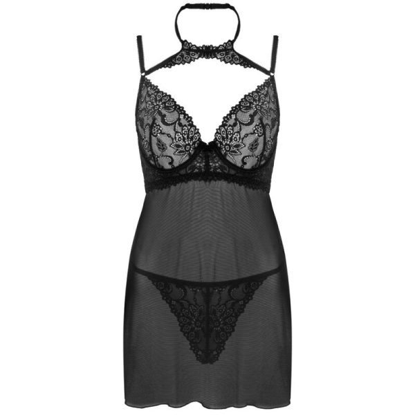 LIVCO CORSETTI FASHION - BINELLA SET BABYDOLL + THONG BLACK - Image 3