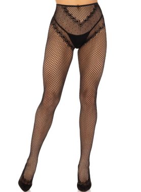 LEG AVENUE - CROTCHLESS FISHNET STOCKINGS BLACK