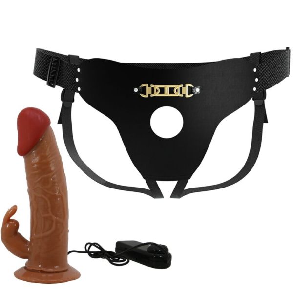 PRETTY LOVE - MARION HARNESS UNIVERSAL BRIEFS WITH VIBRATION DILDO 19 CM BROWN - Image 5