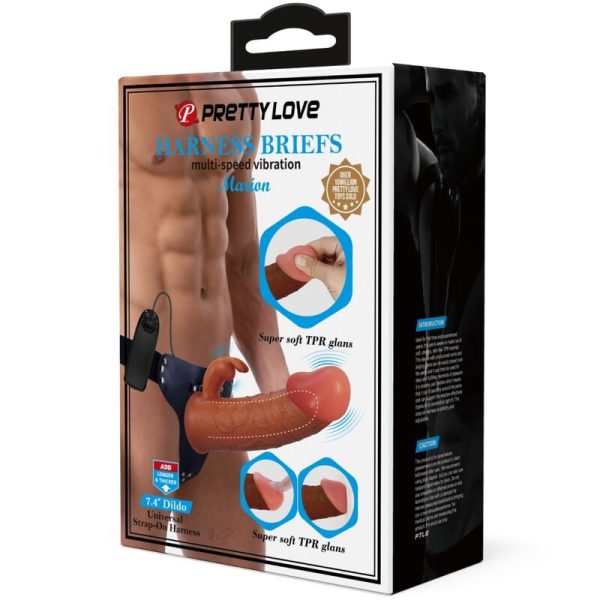 PRETTY LOVE - MARION HARNESS UNIVERSAL BRIEFS WITH VIBRATION DILDO 19 CM BROWN - Image 9