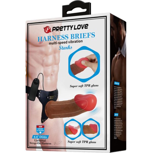 PRETTY LOVE - STARKS HARNESS BRIEFS MULTI-SPEED VIBRATION DILDO 17,5 CM LIGHT BROWN - Image 9