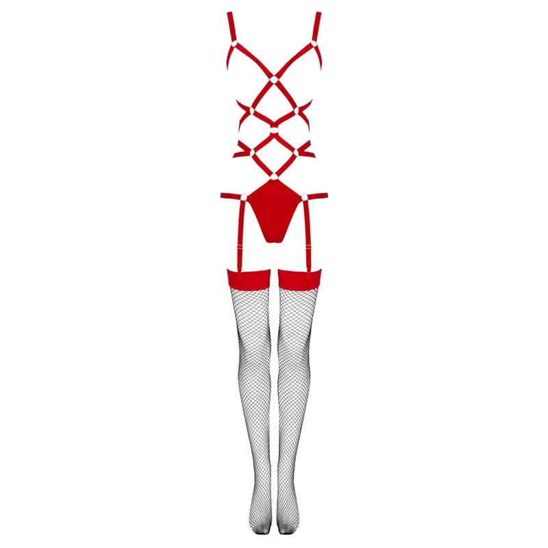 LIVCO CORSETTI FASHION - THIARA LC 20213 SET BODY + STOCKINGS RED L/XL - Image 6