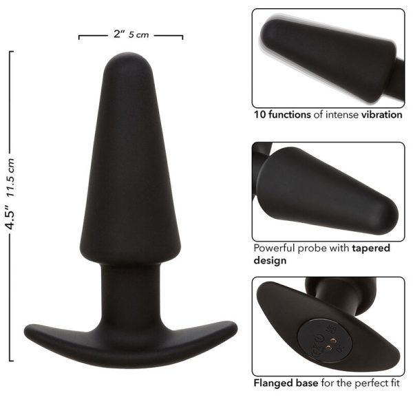 CALEXOTICS - ROCK BOTTOM TAPERED ANAL PLUG 10 VIBRACIONES SILICONE BLACK - Image 7