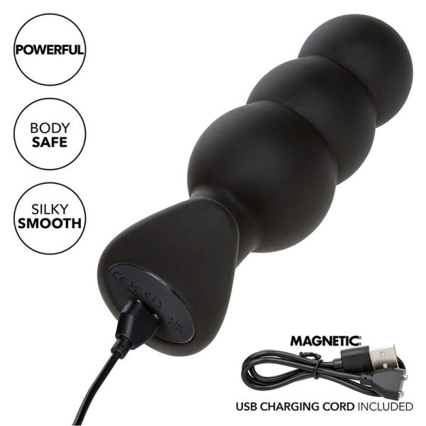 CALEXOTICS - ROCK BOTTOM BEADED ANAL PLUG 10 VIBRATIONS SILICONE BLACK - Image 8