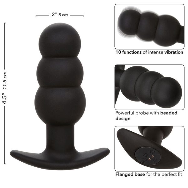 CALEXOTICS - ROCK BOTTOM BEADED ANAL PLUG 10 VIBRATIONS SILICONE BLACK - Image 7