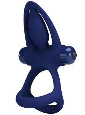 PRETTY LOVE - MAT DOUBLE RING WITH VIBRATION & STIMULATOR BLUE