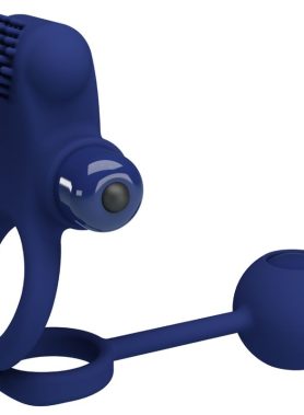 PRETTY LOVE - REMINGTON DOUBLE VIBRATING RING WITH PLUG BLUE