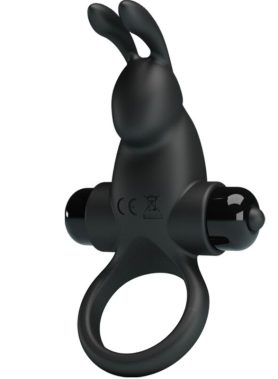PRETTY LOVE - VIBRATING RING + RABBIT CLITORIS STIMULATOR 10 VIBRATIONS BLACK