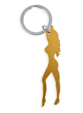 DIABLO PICANTE - KEYRING WITH FEMALE SILHOUETTE IN GOLD COLOR WITH BEER OPENER