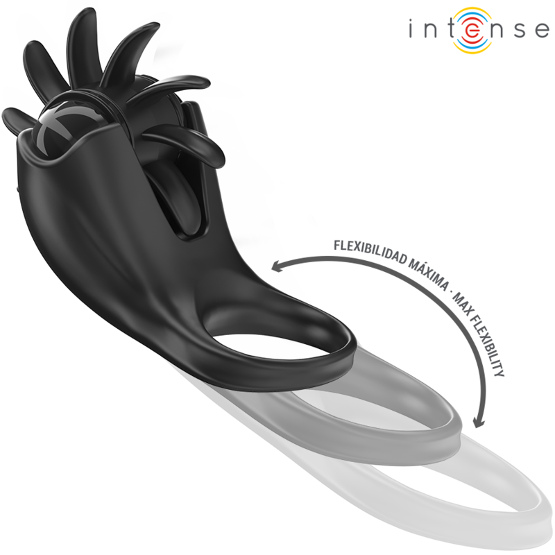 INTENSE - MABEL VIBRATING RING 10 VIBRATIONS WITH CLITORIS STIMULATOR BLACK - Image 4