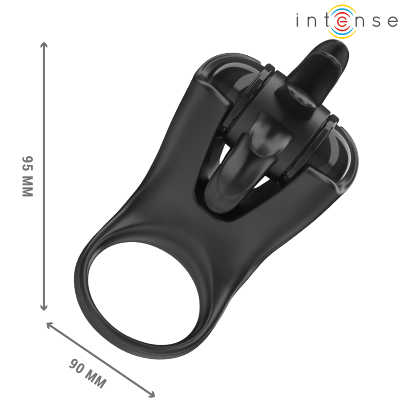 INTENSE - MABEL VIBRATING RING 10 VIBRATIONS WITH CLITORIS STIMULATOR BLACK - Image 5