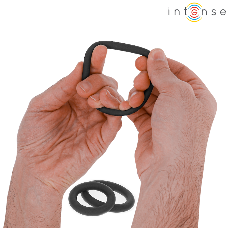 INTENSE - HUGH 3 BASIC SILICONE PENIS RINGS BLACK - Image 4