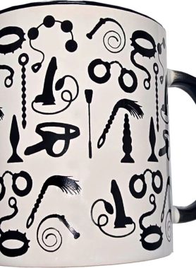 DIABLO PICANTE - WHITE BONDAGE MUG WITH BLACK HANDLE 370 ML