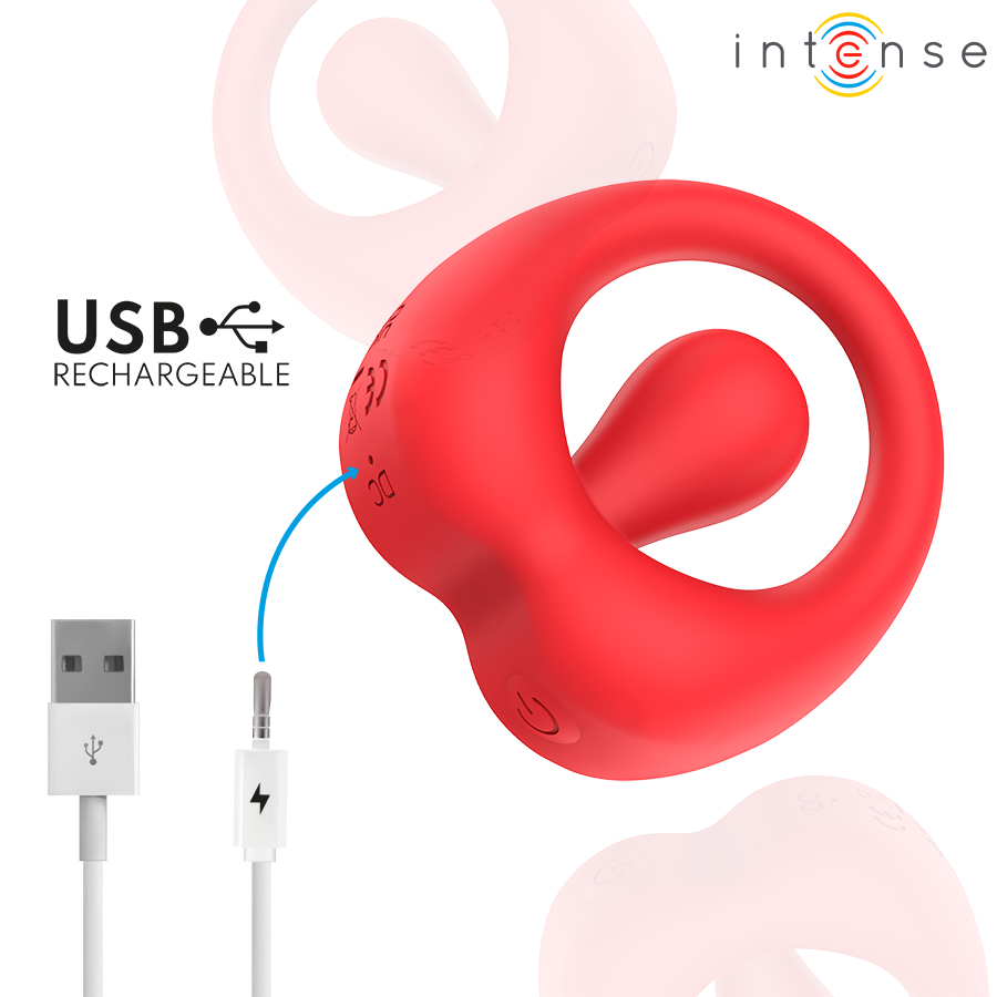 INTENSE - RUSSELL VIBRATING PENIS RING WITH CLITORIS STIMULATION RED - Image 8