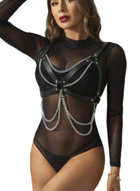 SUBBLIME - HARNESS BRA WITH CHAINDETAIL ONE SIZE