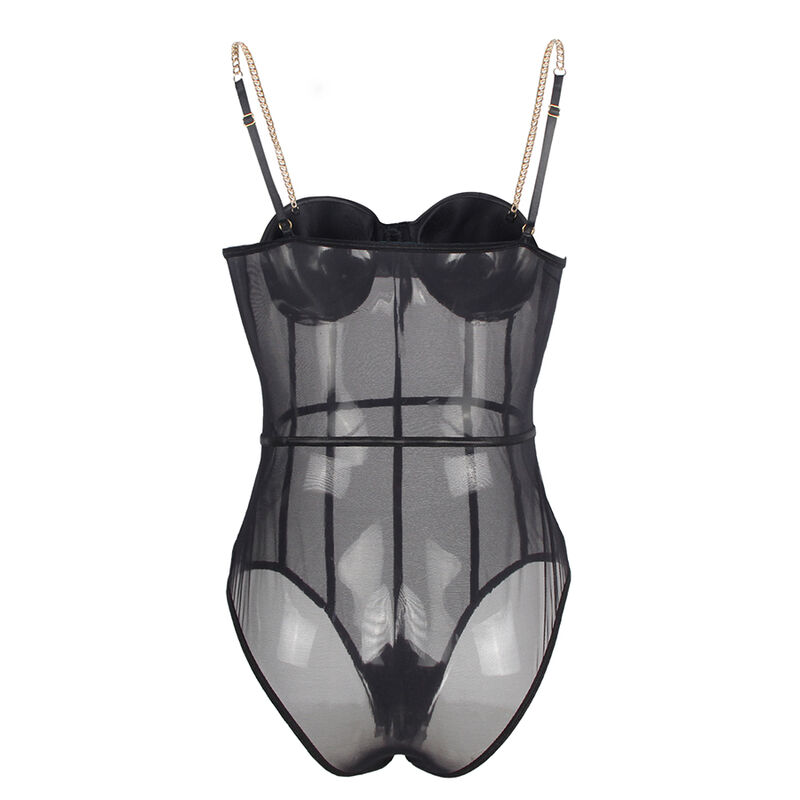 SUBBLIME - BLACK CHAIN SUSPENDERS BODYSUIT S/M - Image 6