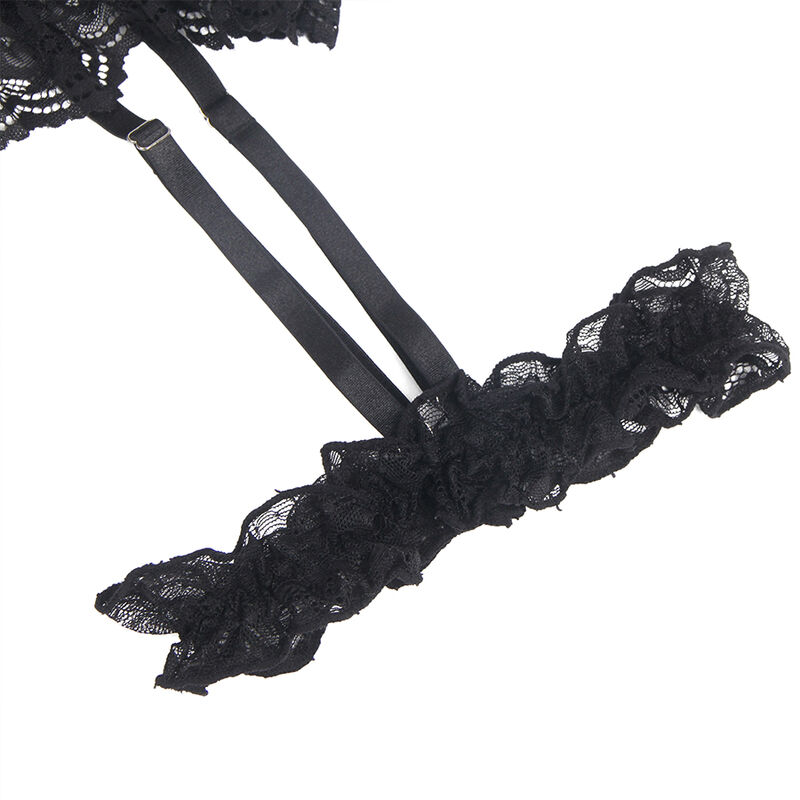 SUBBLIME - TEDDY WITH GARTER WITH LACE DETAIL AND STRIPS BLACK S/M - Image 6