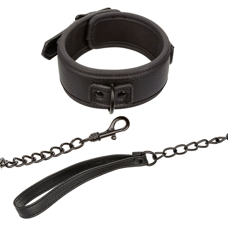 CALEXOTICS - NOCTURNAL COLLAR & LEASH LEATHER ADJUSTABLE BLACK - Image 3
