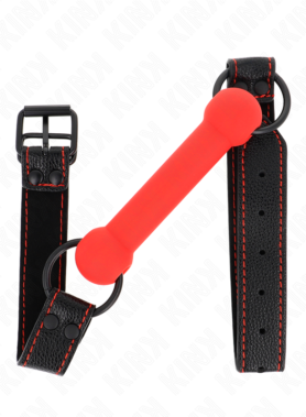 KINK - BONE GAG WITH LEATHERETTE STRAP RED ADJUSTABLE 41-57 CM