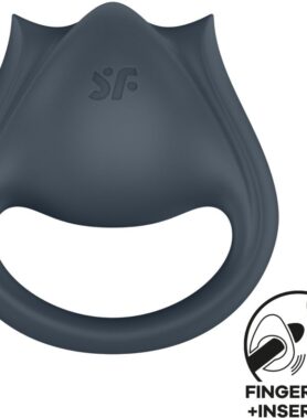 SATISFYER - PERFECT PAIR 2 MULTIVIBRATOR 2 IN 1 PENIS RING AND FINGER STIMULATOR GREY