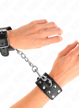 KINK - WRISTBANDS WITH DOUBLE LINE OF ADJUSTABLE STUDS BLACK