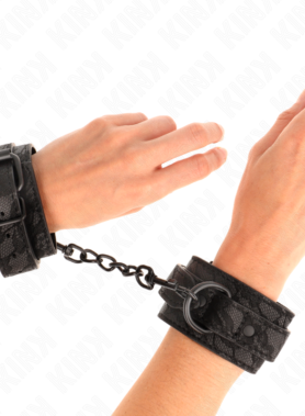 KINK - DARK LACE COVERED WRIST CUFFS ADJUSTABLE BLACK 19-26 CM