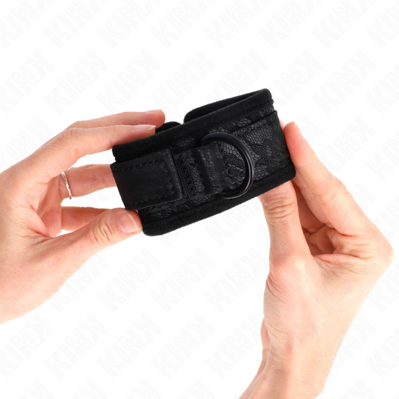 KINK - DARK LACE COVERED WRIST CUFFS NEOPRENE ADJUSTABLE BLACK 20-29 CM X 5 CM - Image 4