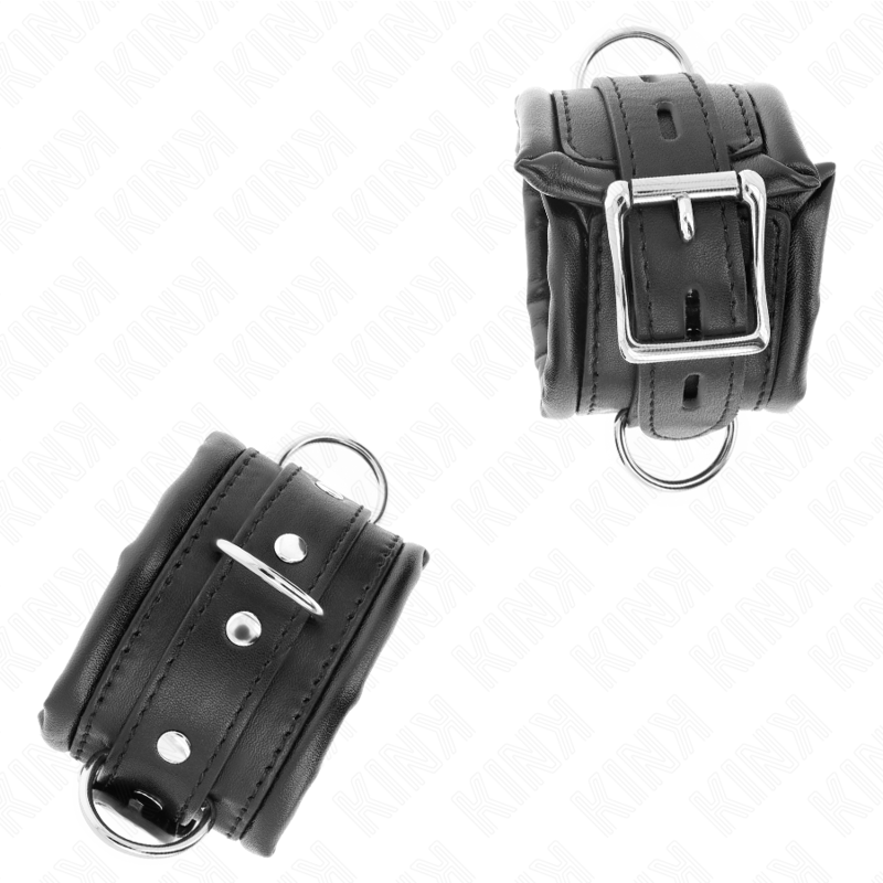 KINK - HEAVY WRIST RESTRAINTS WITH BLACK FUR LINED ADJUSTABLE 20-30 CM X 6 CM - Image 3