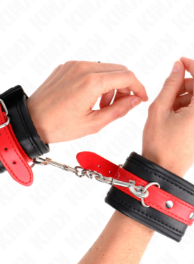 KINK - WRIST RESTRAINTS BLACK WITH RED BELT ADJUSTABLE 17-28 CM X 6 CM