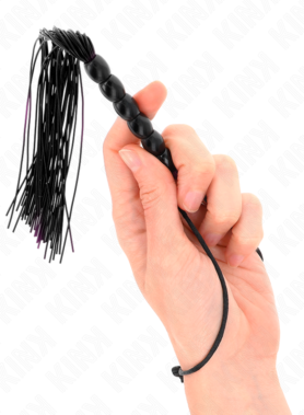 KINK - MINI SILICONE WHIP WITH 6 BLACK BEADS 26 CM