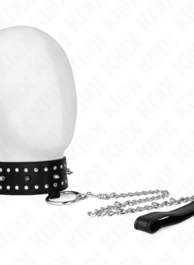 KINK - NECKLACE WITH LEASH 65 CM WITH SILVER STUDS MODEL 1 ADJUSTABLE 36-43 CM X 5 CM