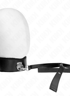 KINK - NECKLACE WITH LEASH 116 CM WITH SILVER STUDS MODEL 4 BLACK ADJUSTABLE 40-48 CM X 6 CM
