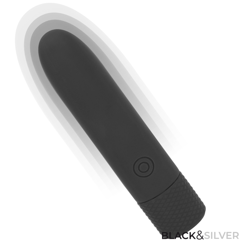 BLACK & SILVER - GERI USB RECHARGEABLE VIBRATING BULLET 8 VIBRATIONS BLACK 10 X 2.2 CM - Image 2