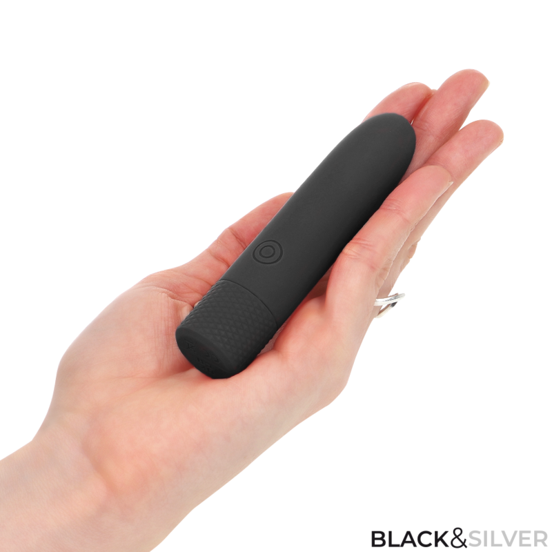 BLACK & SILVER - GERI USB RECHARGEABLE VIBRATING BULLET 8 VIBRATIONS BLACK 10 X 2.2 CM - Image 6