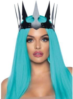 LEG AVENUE - SYNTHETIC LEATHER MALEFICENT CROWN WITH STUDS BLACK