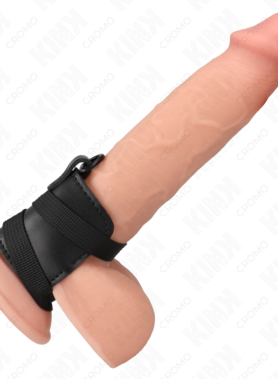 KINK - LEATHER PENIS RING WITH ADJUSTABLE STRAPS
