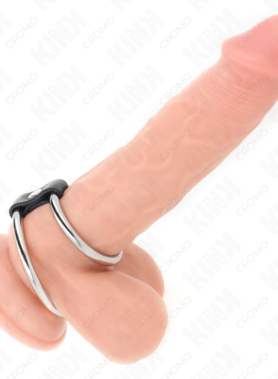 KINK - DOUBLE METAL PENIS RING 3.7 CM TO 5 CM CONNECTED BY LEATHER STRAP MODEL 1