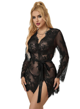 SUBBLIME - 953768 LACE NIGHTGOWN + THONG BLACK L/XL