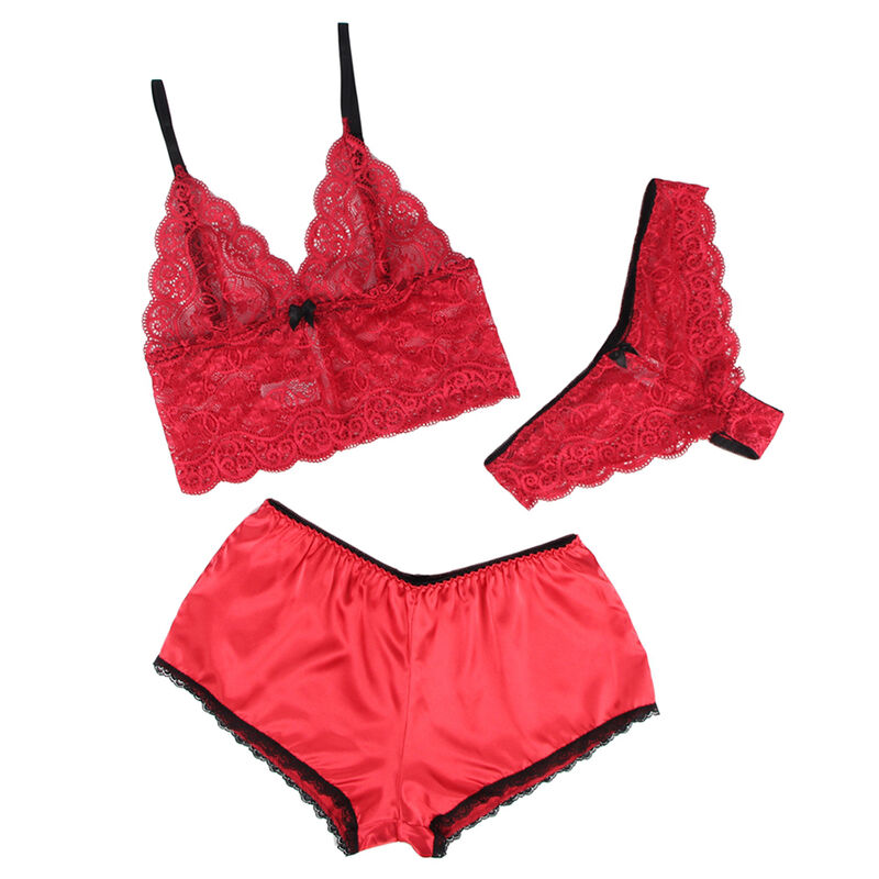 SUBBLIME - 953904 SILK AND LACE NIGHTGOWN + PANTIES RED L/XL - Image 3