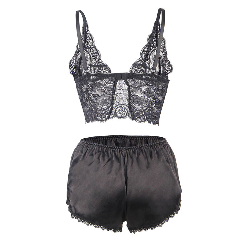 SUBBLIME - 953928 SILK AND LACE NIGHTGOWN + PANTIES BLACK L/XL - Image 6