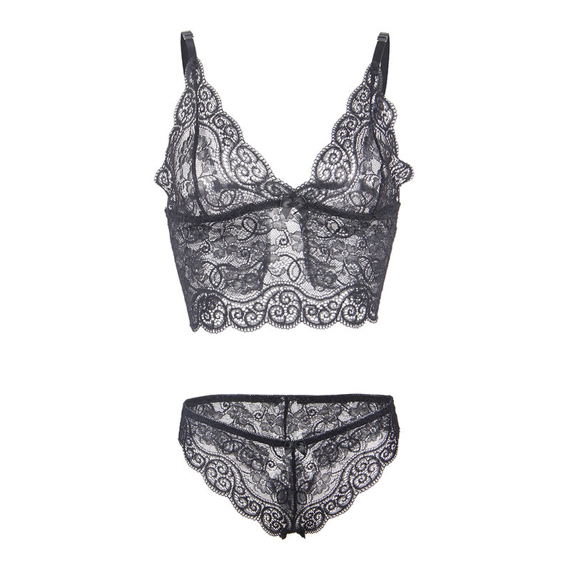SUBBLIME - 953928 SILK AND LACE NIGHTGOWN + PANTIES BLACK L/XL - Image 8