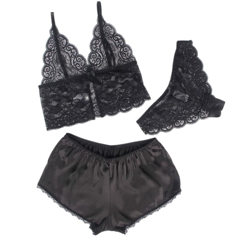 SUBBLIME - 953928 SILK AND LACE NIGHTGOWN + PANTIES BLACK L/XL - Image 3