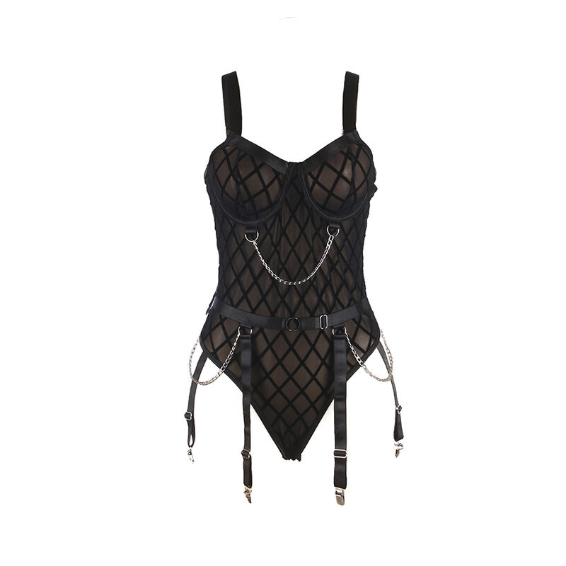 SUBBLIME - 9542277 BODY WITH CHAINS + GARTER BELT BLACK L/XL - Image 7