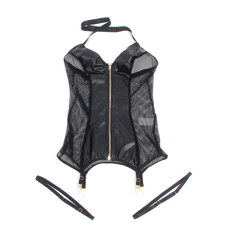 SUBBLIME - 954451 SEXY MESH DRESS LEATHER BLACK L/XL - Image 5