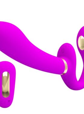 PRETTY LOVE - THUNDERBIRD DOUBLE STRAP-ON VIBRATOR REMOTE CONTROL PURPLE