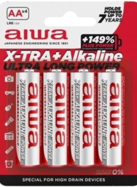 AIWA - X-TRA ALKALINE AA ALKALINE BATTERY LR6 BLISTER*4