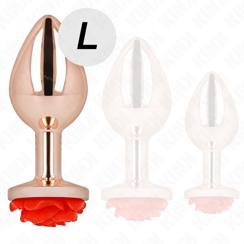 KINK - PINK GOLD ANAL PLUG WITH RED ROSE L - Image 3