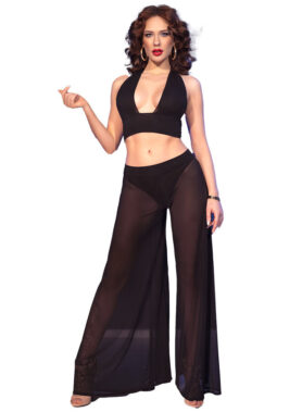 CHILIROSE - CR 4857 BLACK TOP AND PANTS SET SIZE S