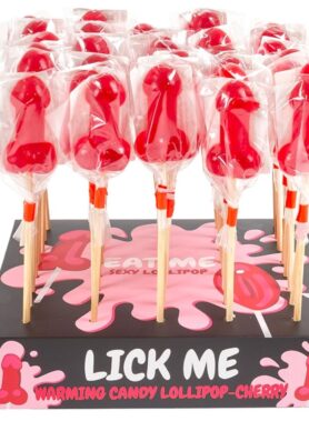 SECRETPLAY - CHERRY CANDY PENIS LOLLIPOP DISPLAY WITH SPICY HEAT EFFECT (40 UNITS)